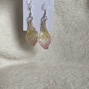 Elegant Pink and Silver Leaf Earrings